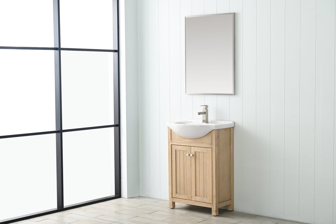 Marian 24" Single Sink Vanity with Porcelain Top - Design Element Bath Kitchen - Bathroom Vanity - Espresso with Silver Satin Hardware