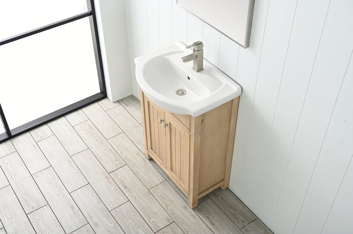 Marian 24" Single Sink Vanity with Porcelain Top - Design Element Bath Kitchen - Bathroom Vanity - Espresso with Silver Satin Hardware