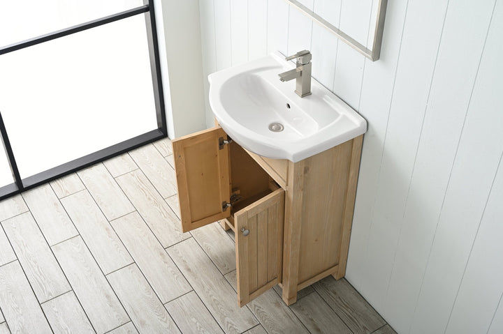 Marian 24" Single Sink Vanity with Porcelain Top - Design Element Bath Kitchen - Bathroom Vanity - Espresso with Silver Satin Hardware