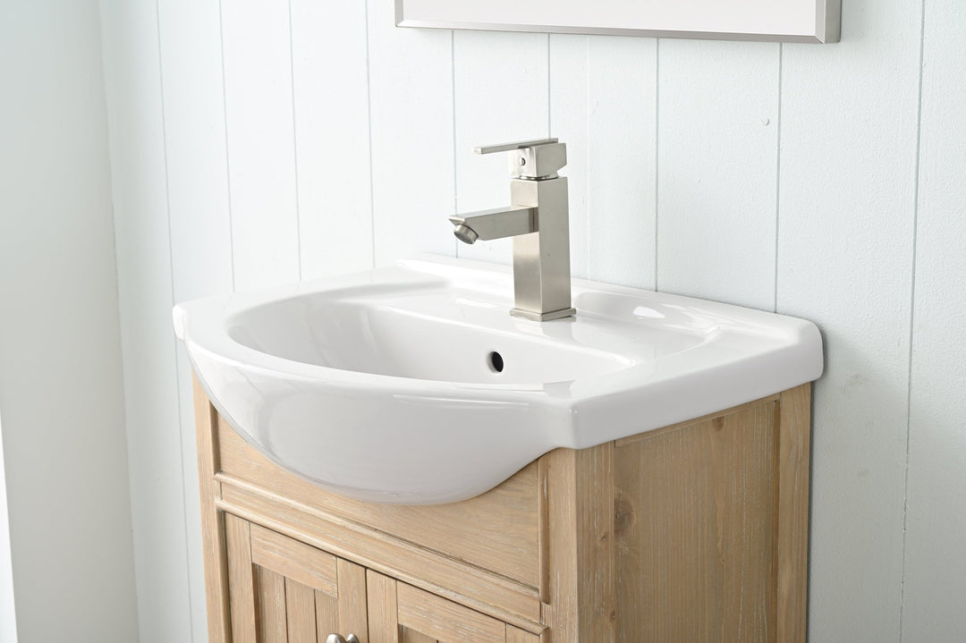 Marian 24" Single Sink Vanity with Porcelain Top - Design Element Bath Kitchen - Bathroom Vanity - Espresso with Silver Satin Hardware