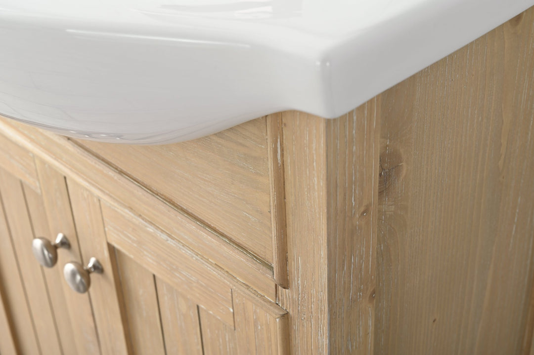 Marian 24" Single Sink Vanity with Porcelain Top - Design Element Bath Kitchen - Bathroom Vanity - Espresso with Silver Satin Hardware