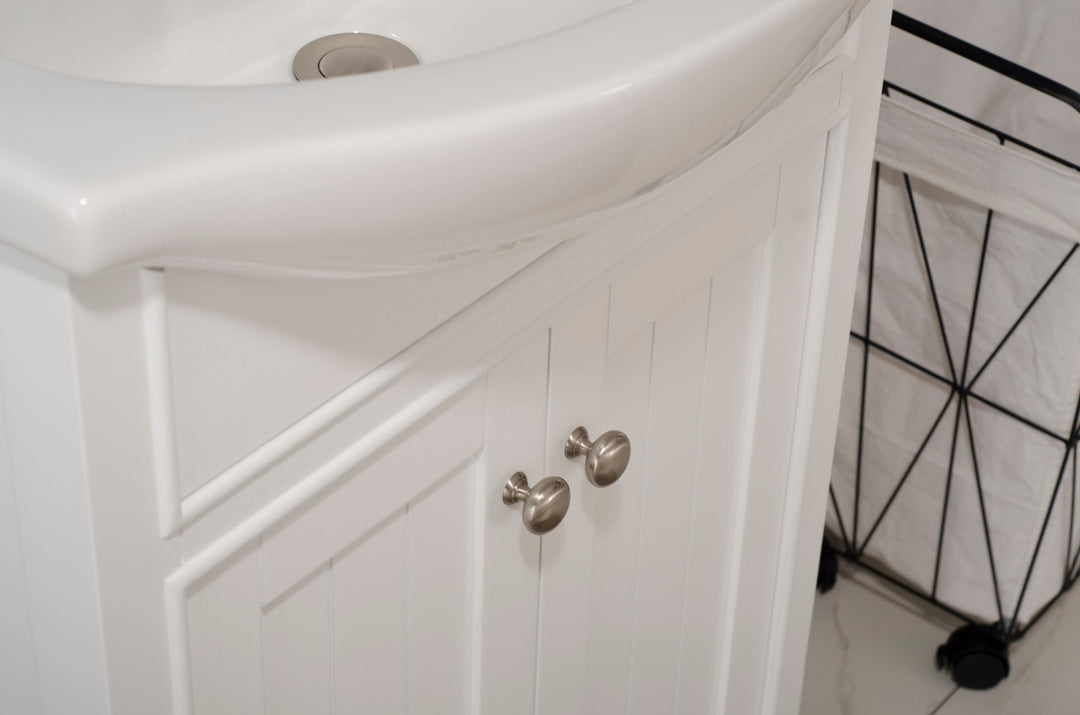 Marian 24" Single Sink Vanity with Porcelain Top - Design Element Bath Kitchen - Bathroom Vanity - Espresso with Silver Satin Hardware