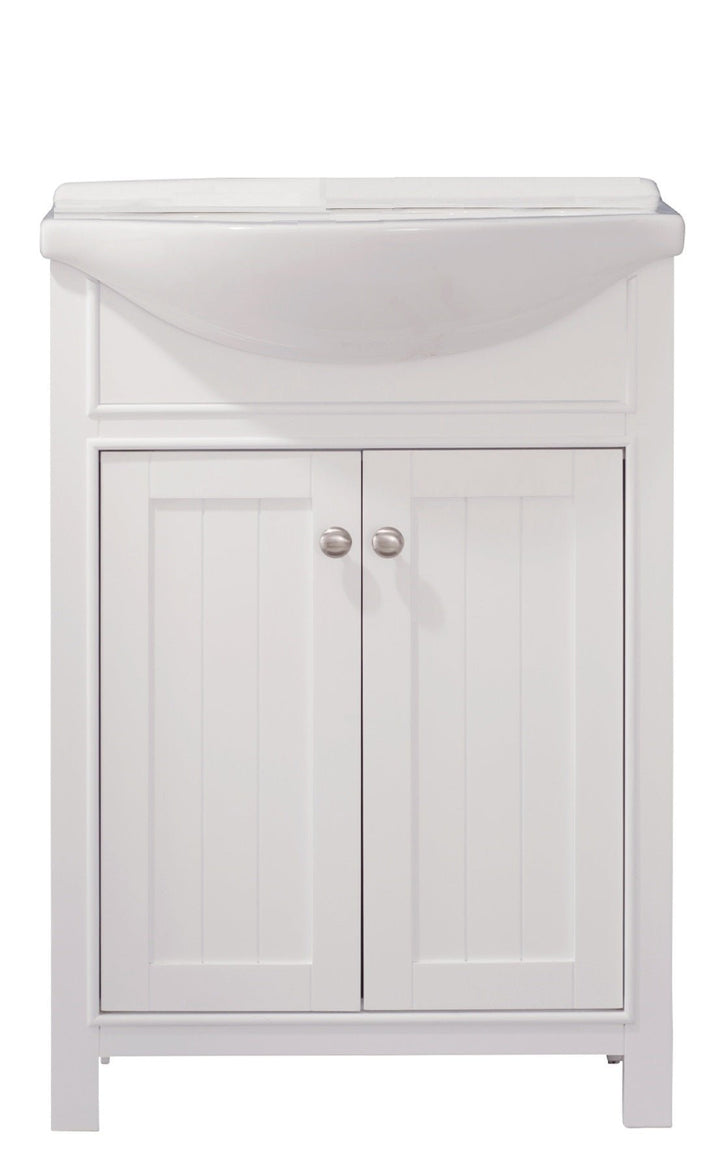 Marian 24" Single Sink Vanity with Porcelain Top - Design Element Bath Kitchen - Bathroom Vanity - Espresso with Silver Satin Hardware