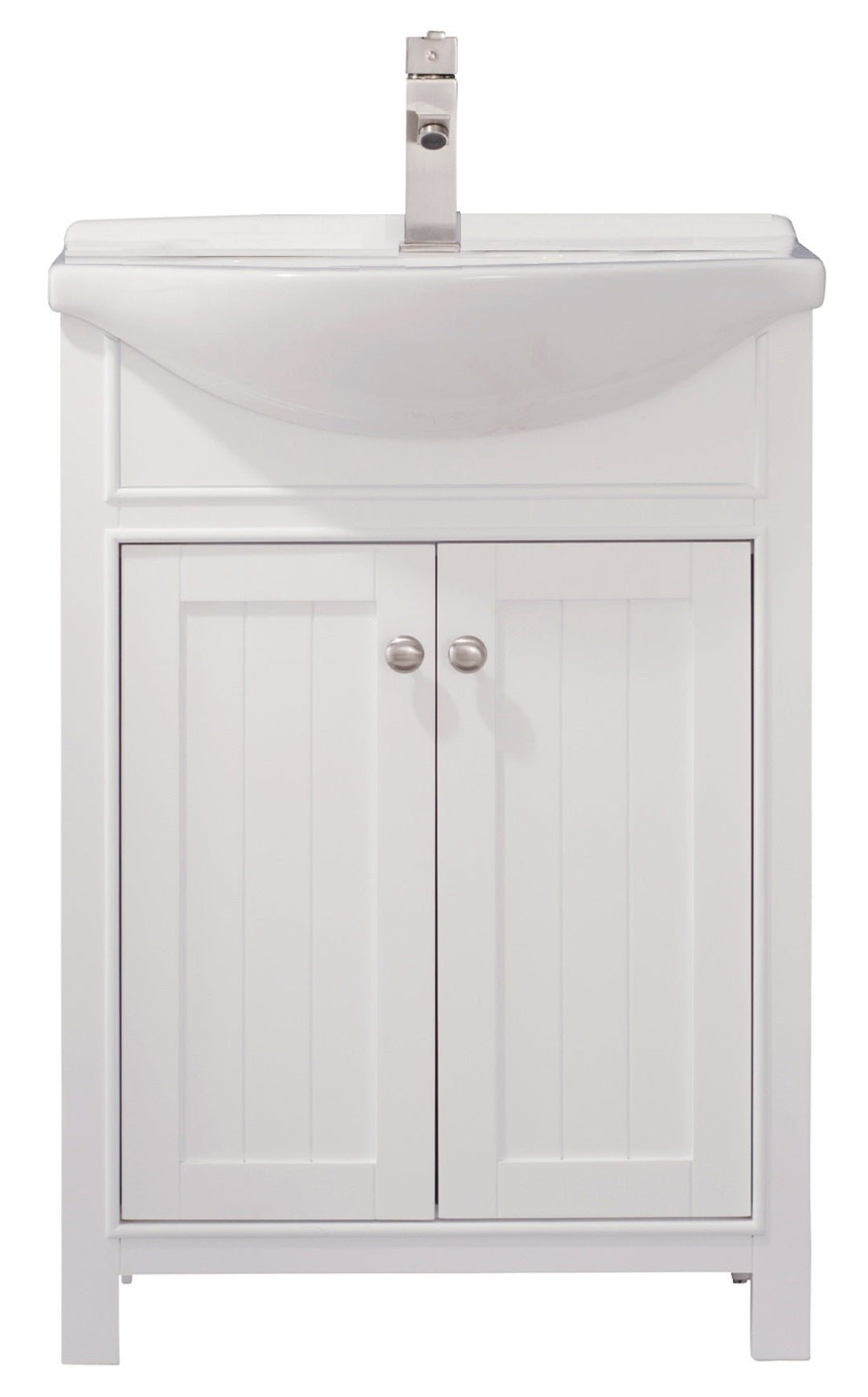 Marian 24" Single Sink Vanity with Porcelain Top - Design Element Bath Kitchen - Bathroom Vanity - Espresso with Silver Satin Hardware