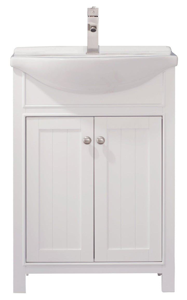 Marian 24" Single Sink Vanity with Porcelain Top - Design Element Bath Kitchen - Bathroom Vanity - Espresso with Silver Satin Hardware