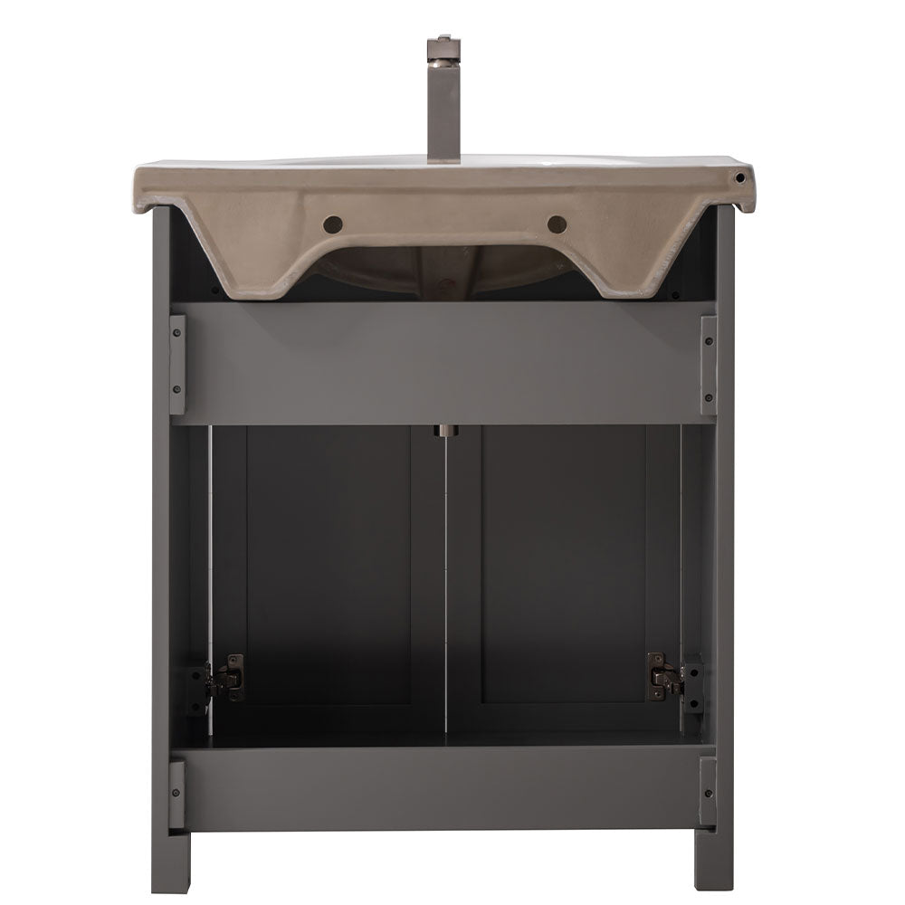 Marian 30" Single Sink Vanity with Porcelain Top - Design Element Bath Kitchen - Bathroom Vanity - Navy with Satin Gold Hardware