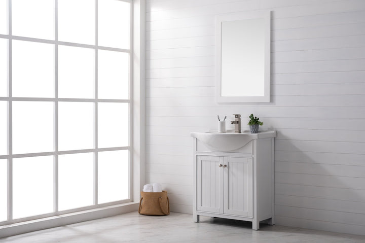 Marian 30" Single Sink Vanity with Porcelain Top - Design Element Bath Kitchen - Bathroom Vanity - Navy with Satin Gold Hardware