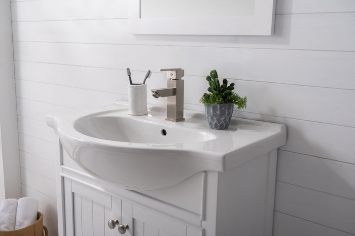 Marian 30" Single Sink Vanity with Porcelain Top - Design Element Bath Kitchen - Bathroom Vanity - Navy with Satin Gold Hardware