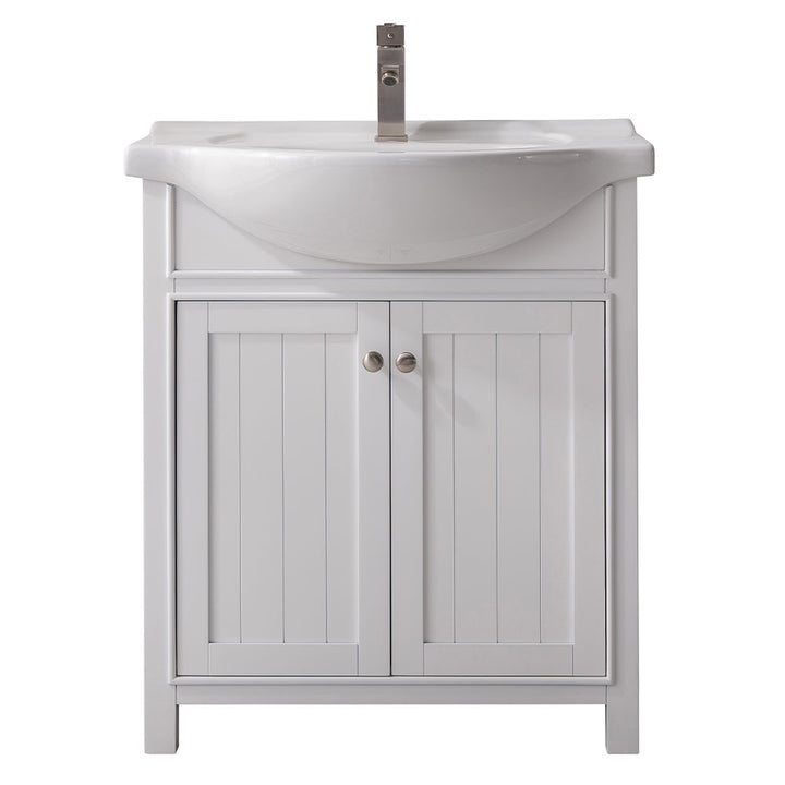 Marian 30" Single Sink Vanity with Porcelain Top - Design Element Bath Kitchen - Bathroom Vanity - Navy with Satin Gold Hardware