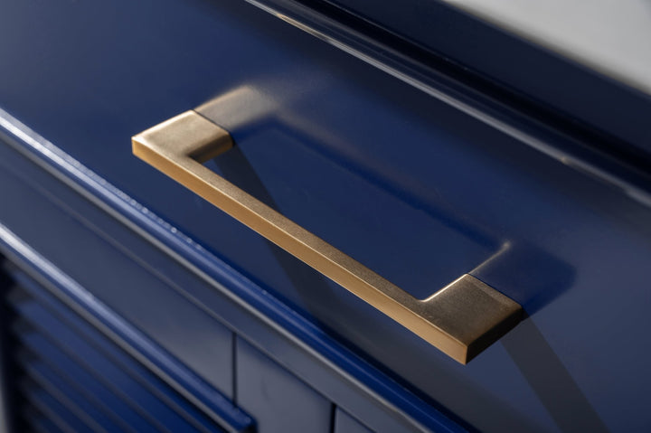 Cameron 30" Single Sink Vanity with Porcelain Top - Design Element Bath Kitchen - Bathroom Vanity - Navy with Satin Gold Hardware