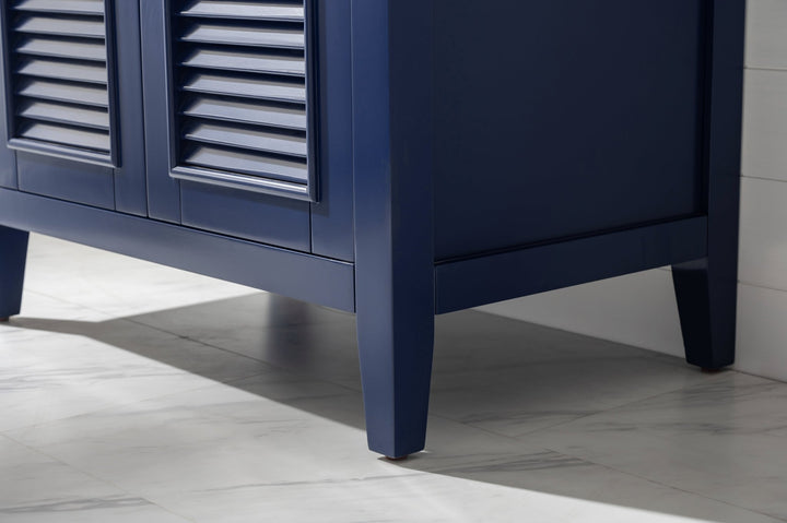 Cameron 30" Single Sink Vanity with Porcelain Top - Design Element Bath Kitchen - Bathroom Vanity - Navy with Satin Gold Hardware