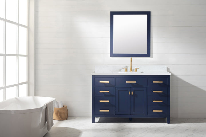 Valentino 54" Single Sink Vanity with White Quartz Top - Design Element Bath Kitchen - Bathroom Vanity - Verdant Green with Matte Black Hardware
