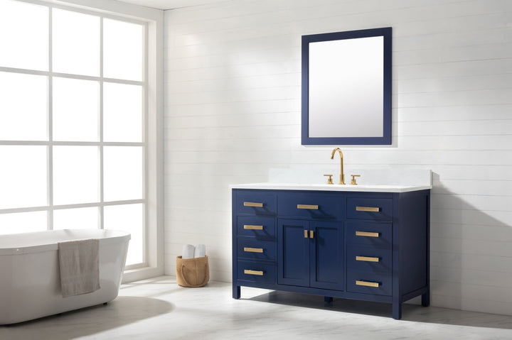 Valentino 54" Single Sink Vanity with White Quartz Top - Design Element Bath Kitchen - Bathroom Vanity - Verdant Green with Matte Black Hardware