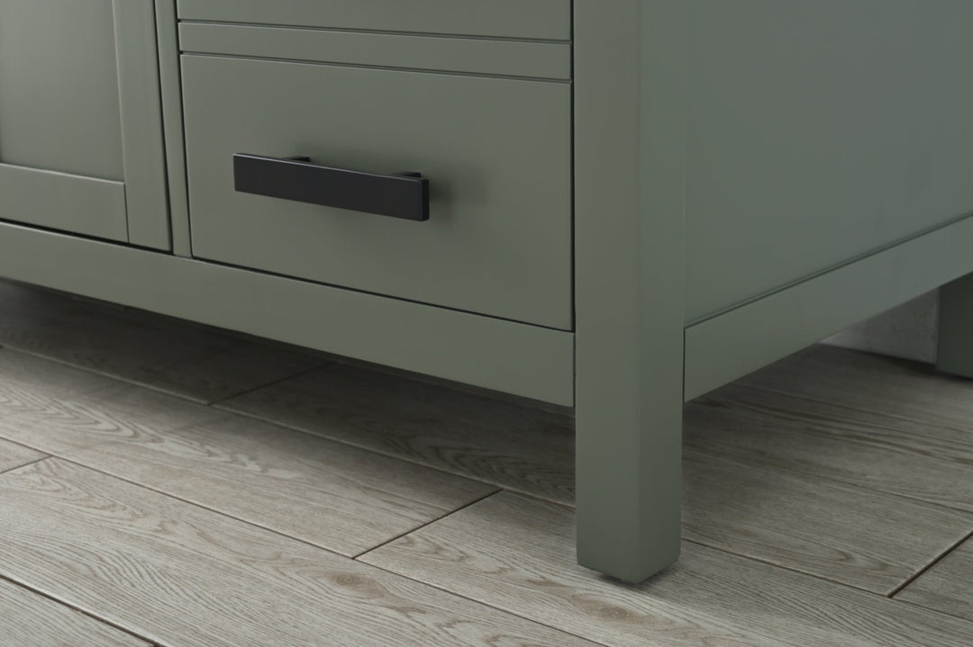 Valentino 54" Single Sink Vanity with White Quartz Top - Design Element Bath Kitchen - Bathroom Vanity - Verdant Green with Matte Black Hardware