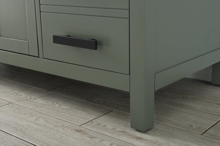 Valentino 54" Single Sink Vanity with White Quartz Top - Design Element Bath Kitchen - Bathroom Vanity - Verdant Green with Matte Black Hardware