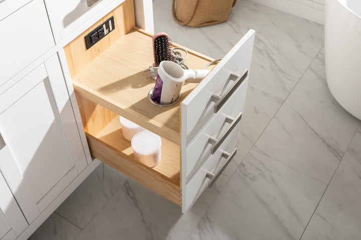 Valentino 54" Single Sink Vanity with White Quartz Top - Design Element Bath Kitchen - Bathroom Vanity - Verdant Green with Matte Black Hardware