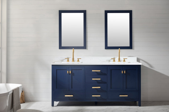 Valentino 72" Single Sink Vanity with White Quartz Top - Design Element Bath Kitchen - Bathroom Vanity - Verdant Green with Matte Black Hardware