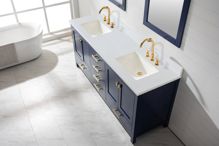 Valentino 72" Single Sink Vanity with White Quartz Top - Design Element Bath Kitchen - Bathroom Vanity - Verdant Green with Matte Black Hardware