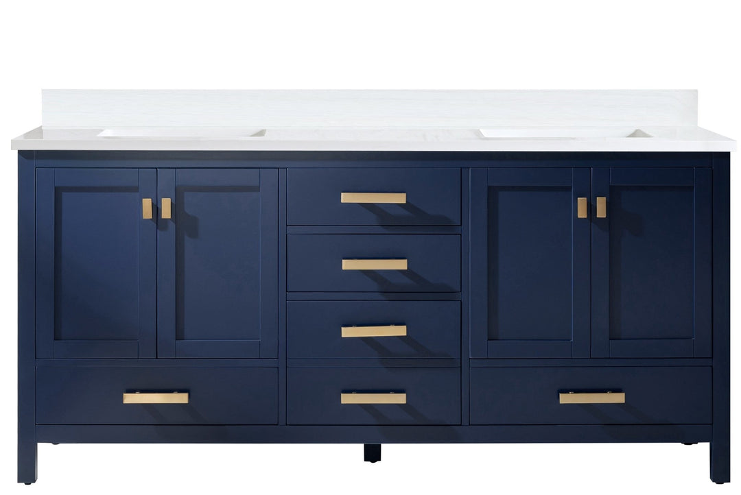Valentino 72" Single Sink Vanity with White Quartz Top - Design Element Bath Kitchen - Bathroom Vanity - Verdant Green with Matte Black Hardware