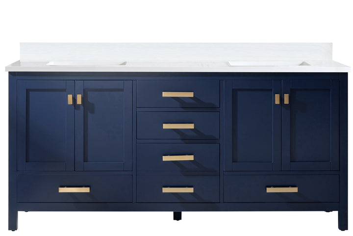 Valentino 72" Single Sink Vanity with White Quartz Top - Design Element Bath Kitchen - Bathroom Vanity - Verdant Green with Matte Black Hardware