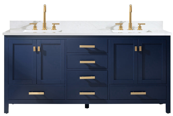 Valentino 72" Single Sink Vanity with White Quartz Top - Design Element Bath Kitchen - Bathroom Vanity - Verdant Green with Matte Black Hardware