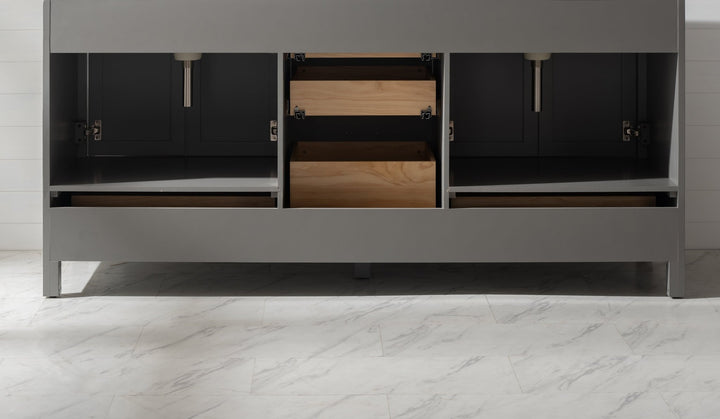 Valentino 72" Single Sink Vanity with White Quartz Top - Design Element Bath Kitchen - Bathroom Vanity - Verdant Green with Matte Black Hardware