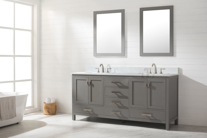 Valentino 72" Single Sink Vanity with White Quartz Top - Design Element Bath Kitchen - Bathroom Vanity - Verdant Green with Matte Black Hardware