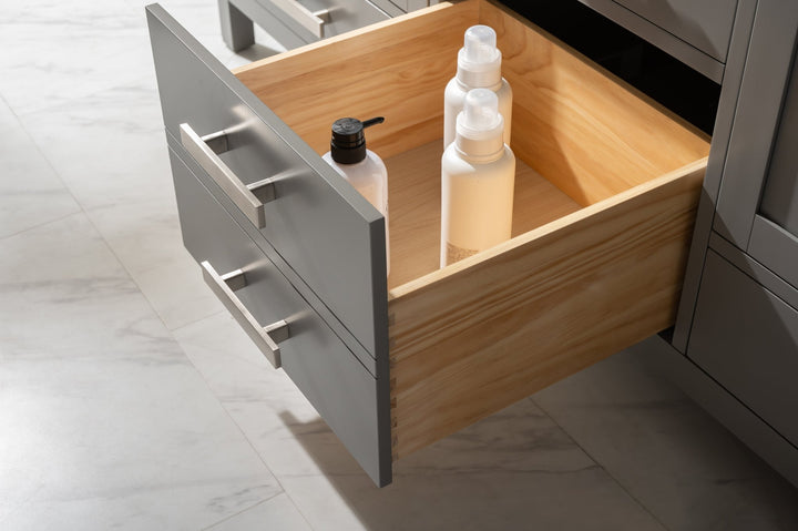 Valentino 72" Single Sink Vanity with White Quartz Top - Design Element Bath Kitchen - Bathroom Vanity - Verdant Green with Matte Black Hardware