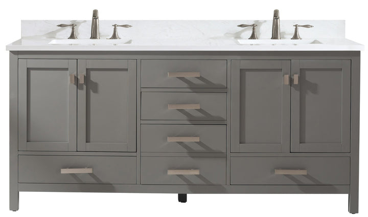 Valentino 72" Single Sink Vanity with White Quartz Top - Design Element Bath Kitchen - Bathroom Vanity - Verdant Green with Matte Black Hardware