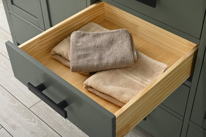 Valentino 72" Single Sink Vanity with White Quartz Top - Design Element Bath Kitchen - Bathroom Vanity - Verdant Green with Matte Black Hardware