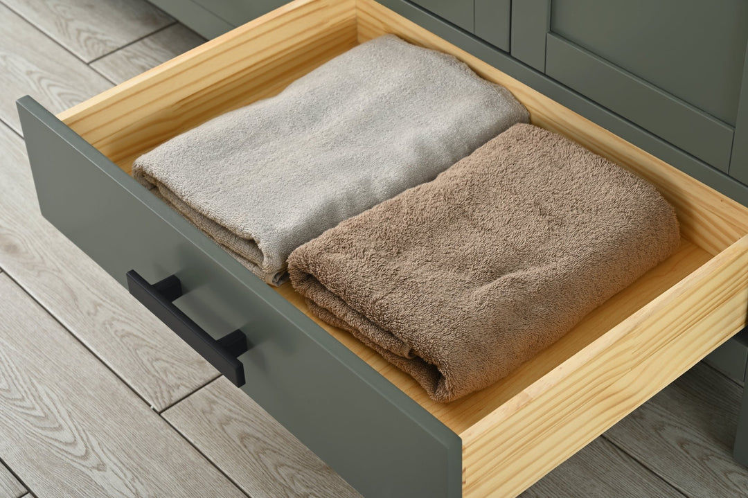 Valentino 72" Single Sink Vanity with White Quartz Top - Design Element Bath Kitchen - Bathroom Vanity - Verdant Green with Matte Black Hardware