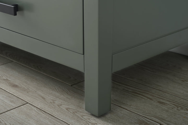 Valentino 72" Single Sink Vanity with White Quartz Top - Design Element Bath Kitchen - Bathroom Vanity - Verdant Green with Matte Black Hardware