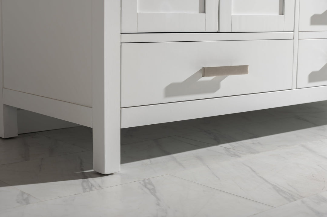Valentino 72" Single Sink Vanity with White Quartz Top - Design Element Bath Kitchen - Bathroom Vanity - Verdant Green with Matte Black Hardware