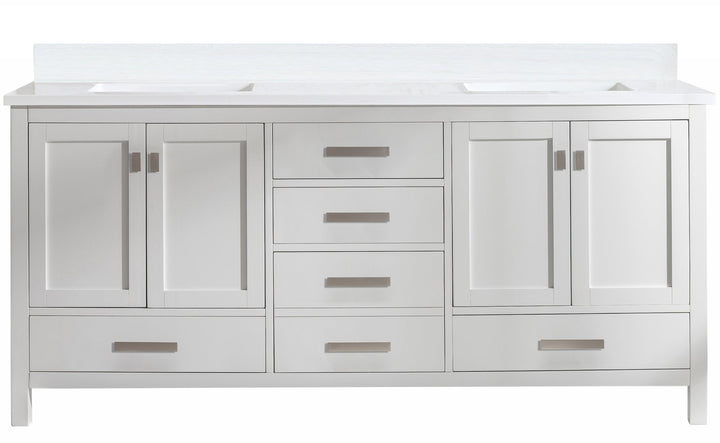 Valentino 72" Single Sink Vanity with White Quartz Top - Design Element Bath Kitchen - Bathroom Vanity - Verdant Green with Matte Black Hardware