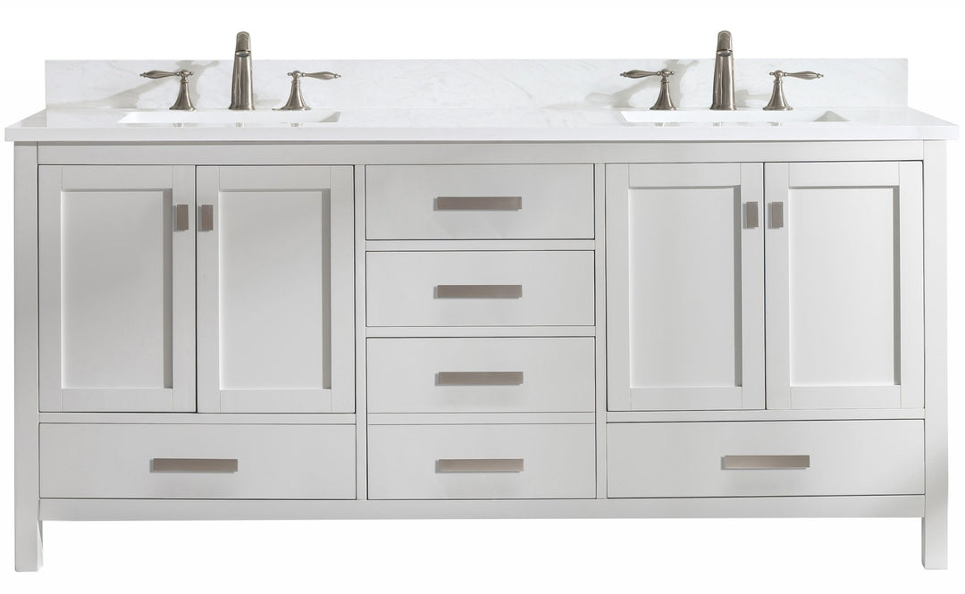Valentino 72" Single Sink Vanity with White Quartz Top - Design Element Bath Kitchen - Bathroom Vanity - Verdant Green with Matte Black Hardware