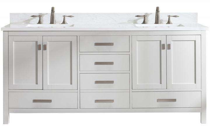 Valentino 72" Single Sink Vanity with White Quartz Top - Design Element Bath Kitchen - Bathroom Vanity - Verdant Green with Matte Black Hardware