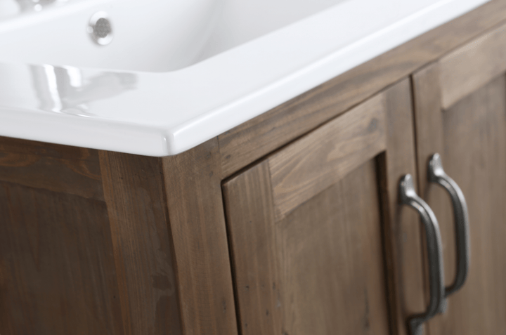 Austin 24" Single Sink Vanity in Walnut with Porcelain Top - Design Element Bath Kitchen - Bathroom Vanity - 