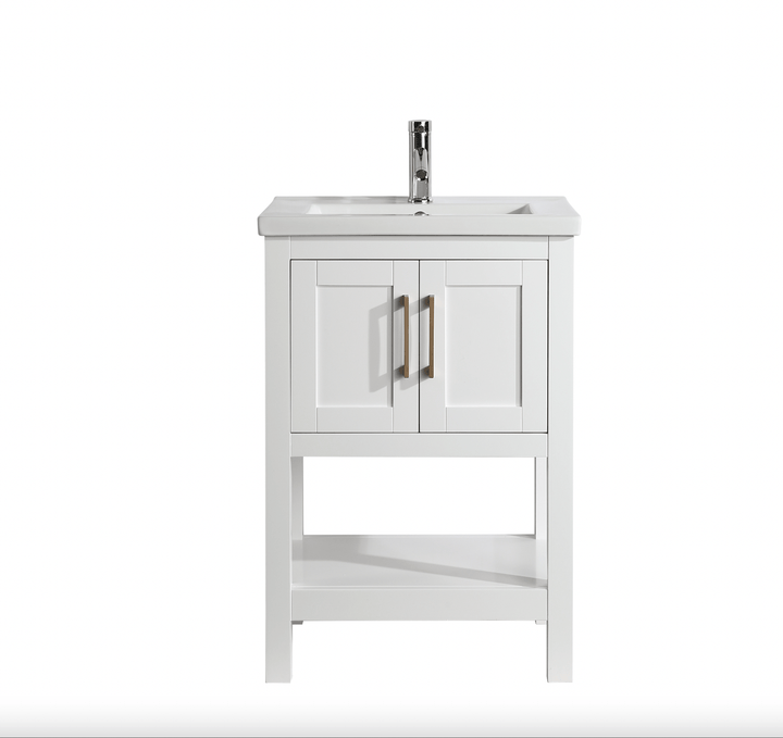 Alissa 24" Single Sink Vanity with Porcelain Top - Design Element Bath Kitchen - Bathroom Vanity - 