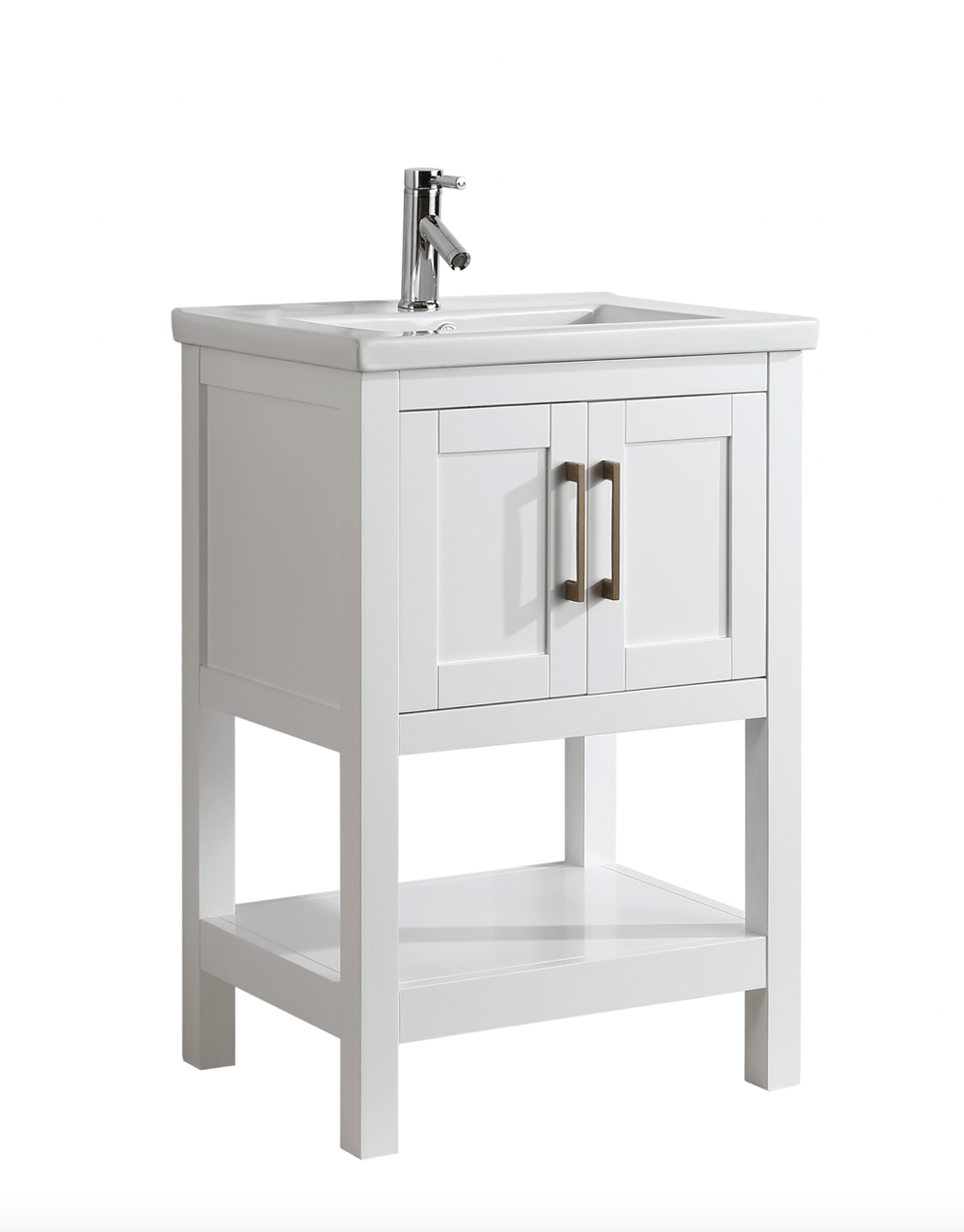 Alissa 24" Single Sink Vanity with Porcelain Top - Design Element Bath Kitchen - Bathroom Vanity - 