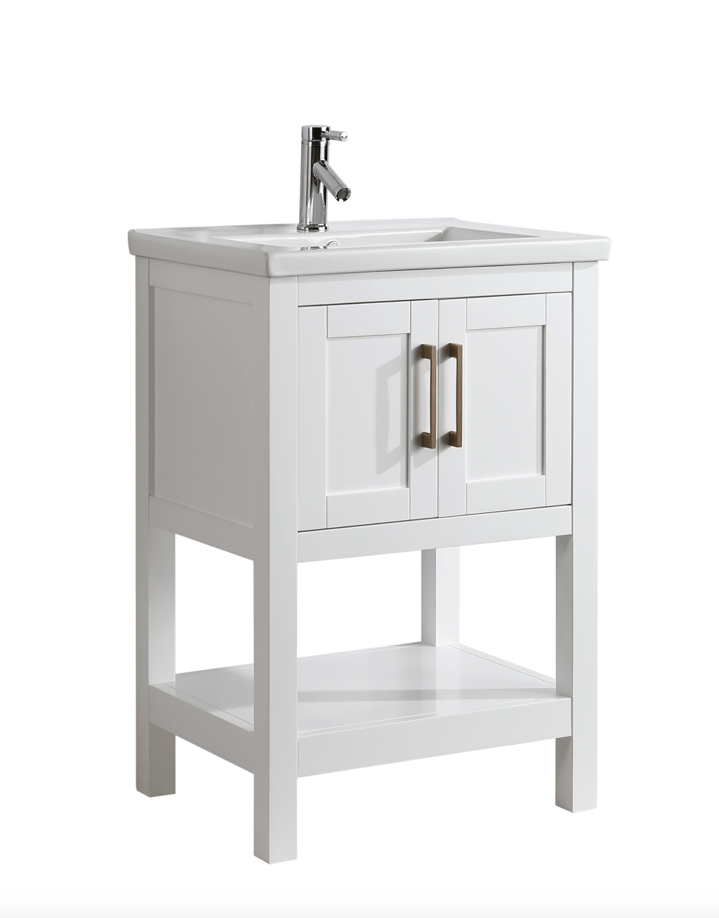 Alissa 24" Single Sink Vanity with Porcelain Top - Design Element Bath Kitchen - Bathroom Vanity - 