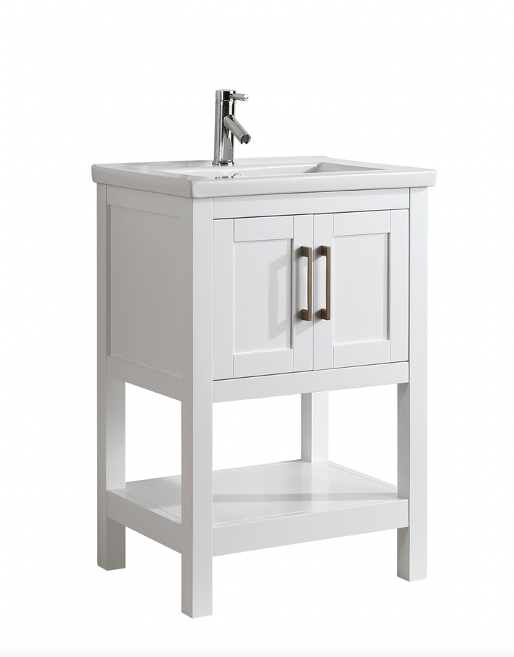 Alissa 24" Single Sink Vanity with Porcelain Top - Design Element Bath Kitchen - Bathroom Vanity - 