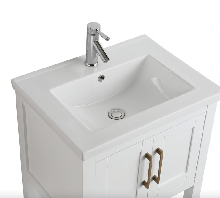 Alissa 24" Single Sink Vanity with Porcelain Top - Design Element Bath Kitchen - Bathroom Vanity - 