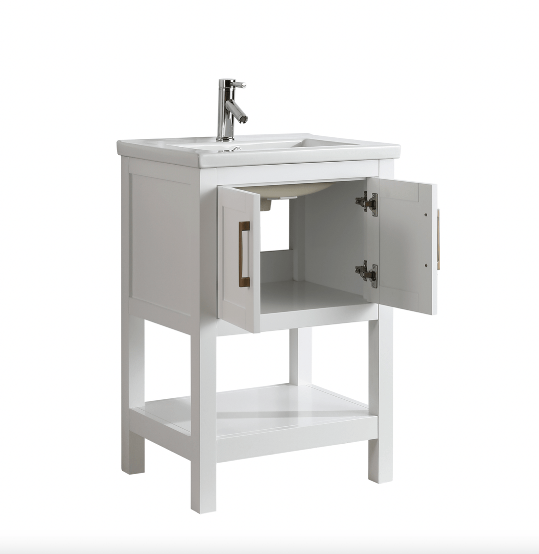 Alissa 24" Single Sink Vanity with Porcelain Top - Design Element Bath Kitchen - Bathroom Vanity - 