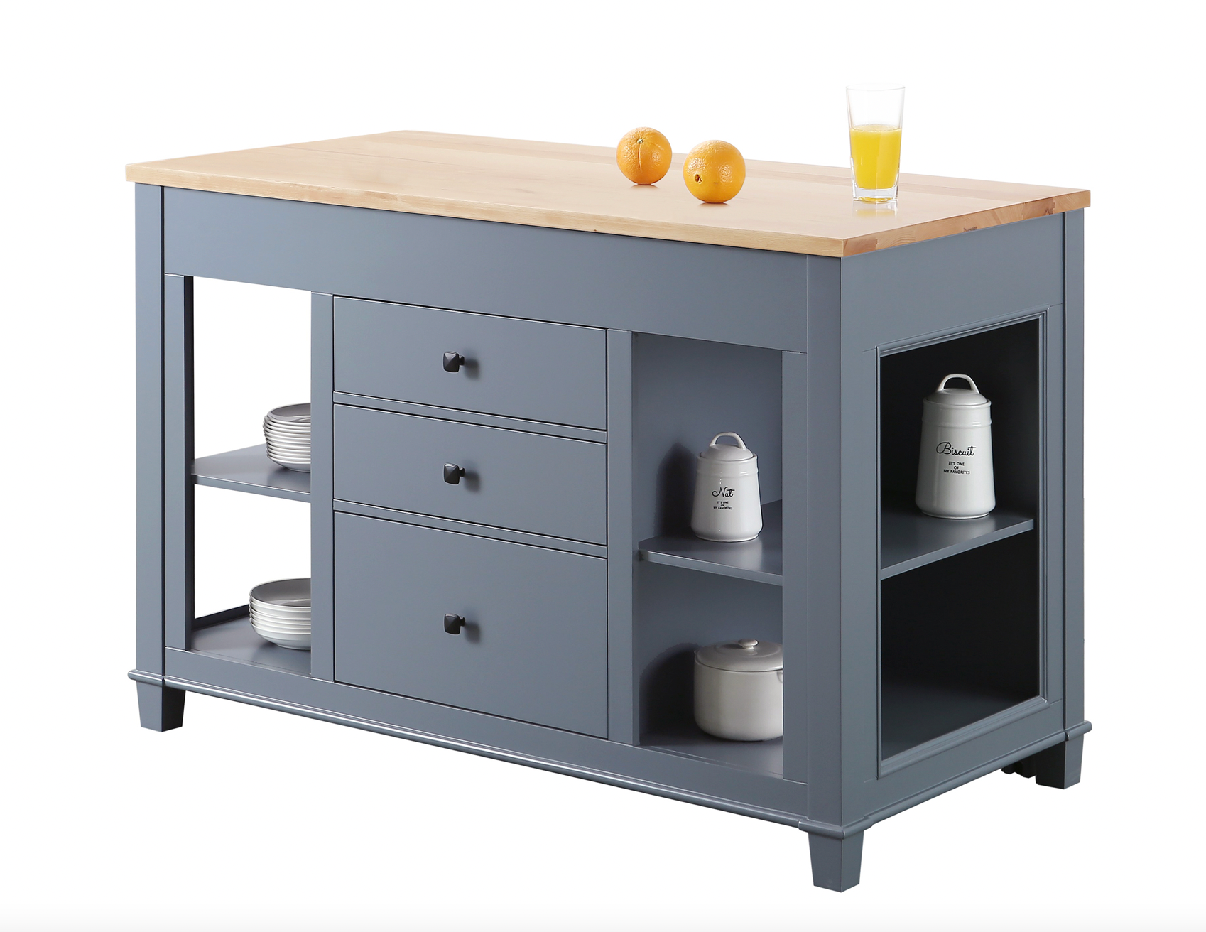 Medley 54 In. Kitchen Island With Slide Out Table - Gray