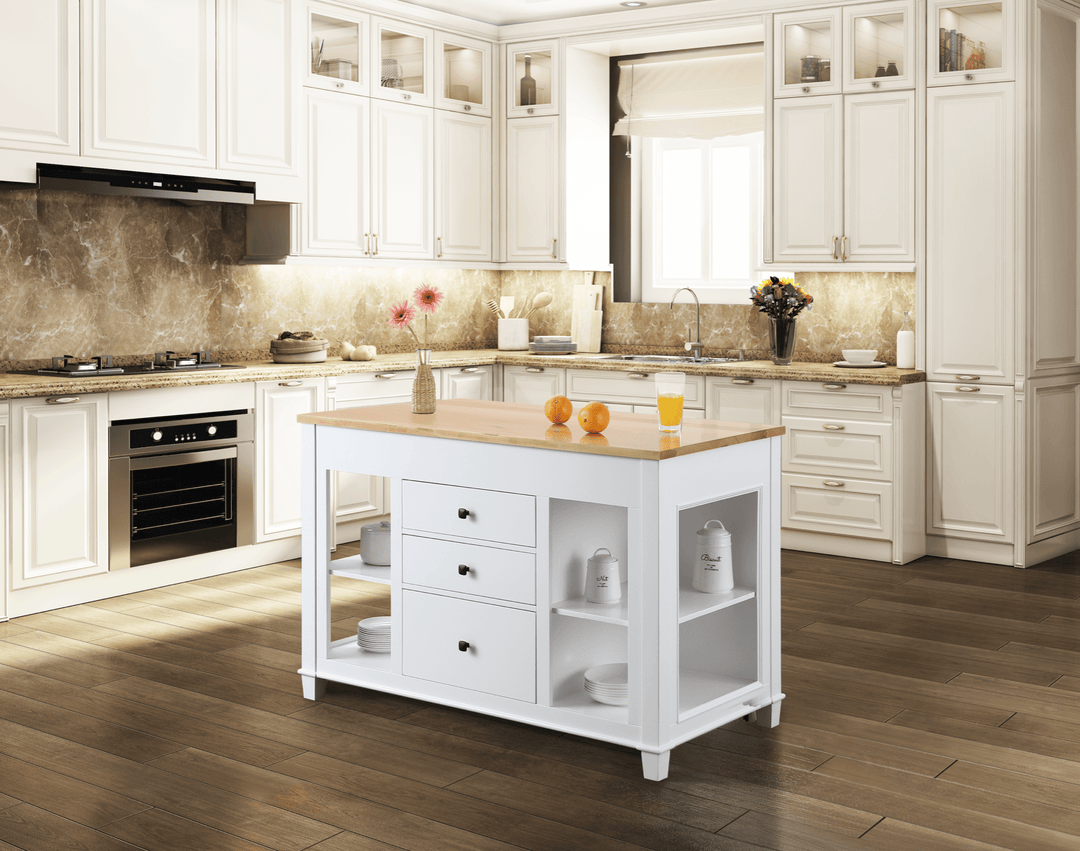 Medley 54" Kitchen Island With Slide Out Table - White - Design Element Bath Kitchen - Kitchen Island - 