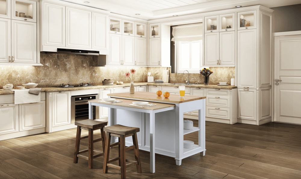 Medley 54" Kitchen Island With Slide Out Table - White - Design Element Bath Kitchen - Kitchen Island - 
