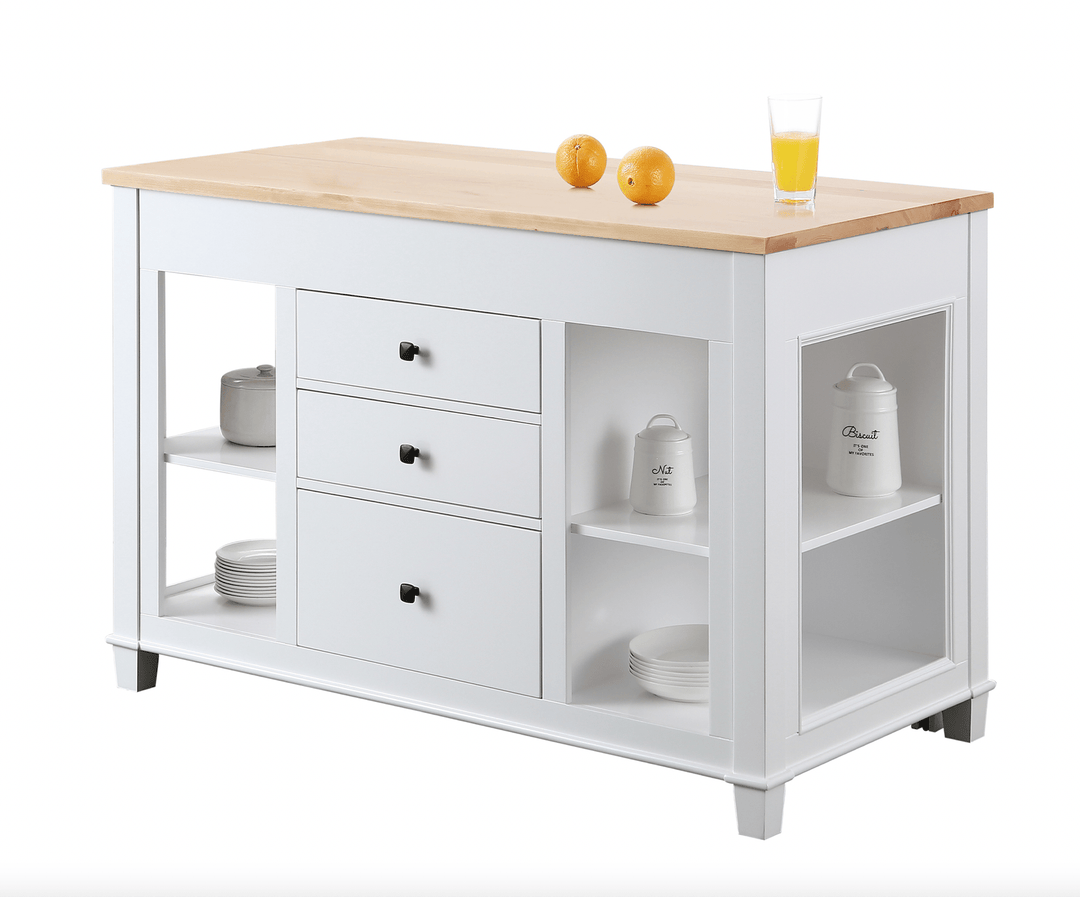 Medley 54" Kitchen Island With Slide Out Table - White - Design Element Bath Kitchen - Kitchen Island - 