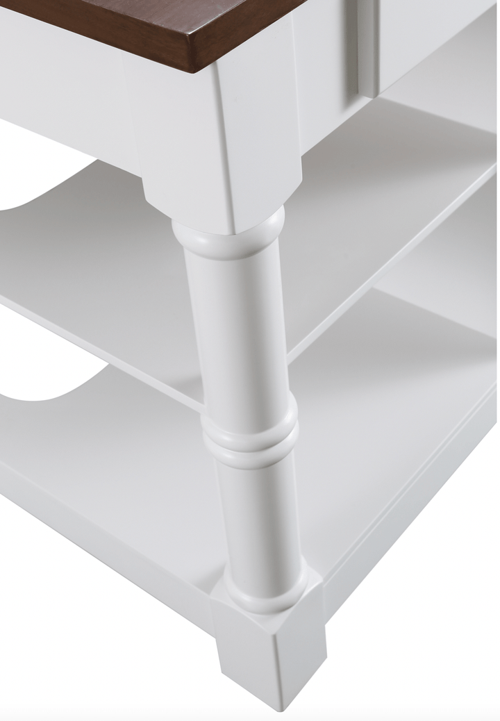 Monterey 80" Kitchen Island - White Quartz Countertop - White - Design Element Bath Kitchen - Kitchen Island - 