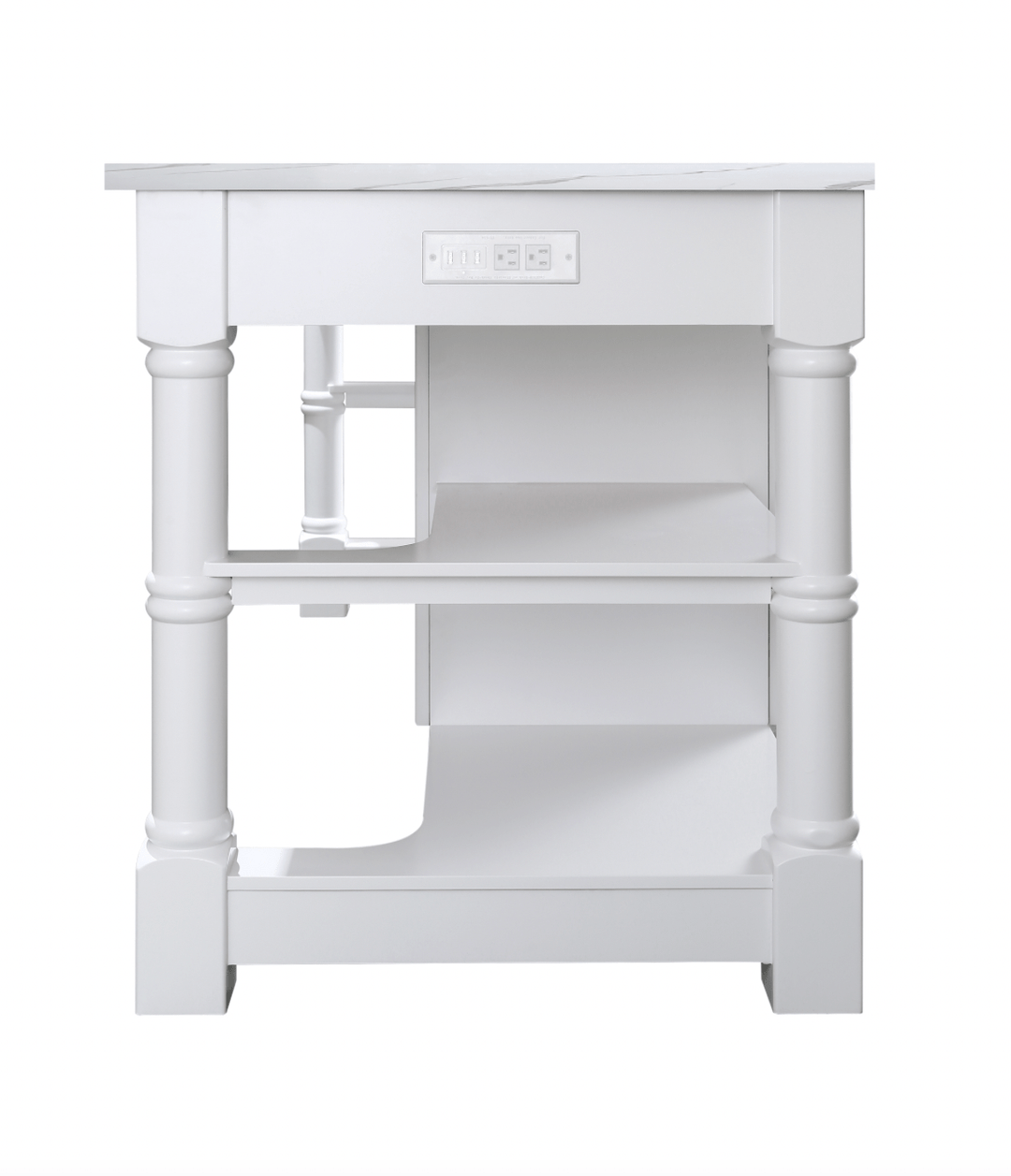 Monterey 80" Kitchen Island - White Quartz Countertop - White - Design Element Bath Kitchen - Kitchen Island - 