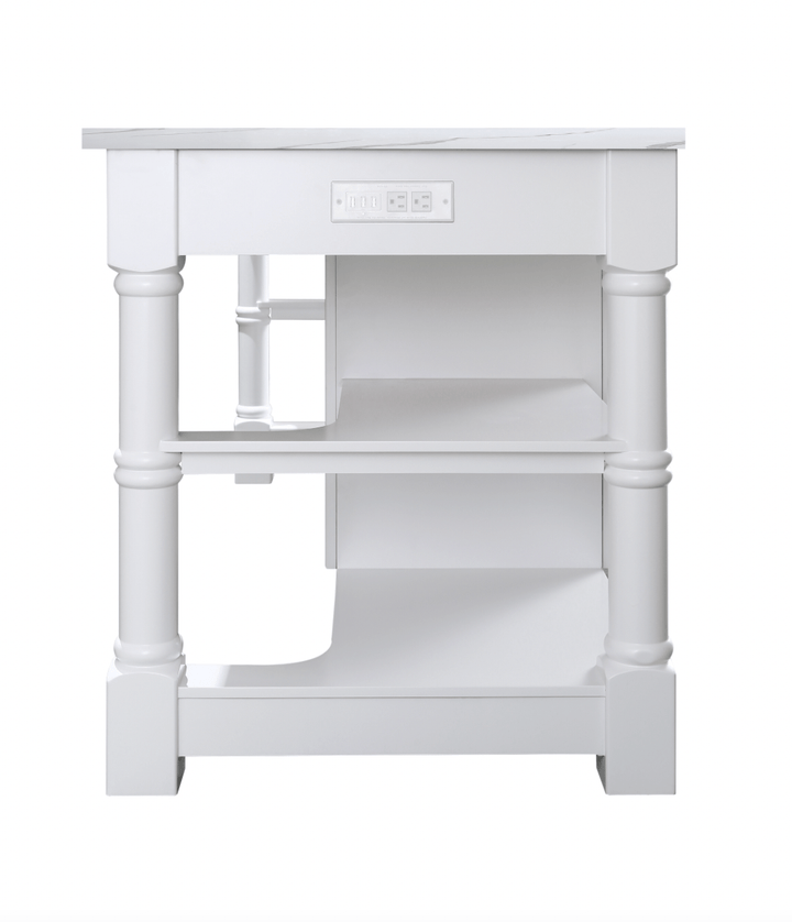 Monterey 80" Kitchen Island - White Quartz Countertop - White - Design Element Bath Kitchen - Kitchen Island - 